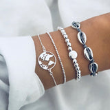 DIEZI 12 Style Bohemian Handmade Heart Tassel Shell Bracelet Sets Women 2019 New Rope Chain Bracelets Jewelry Christmas Gift
