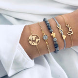 DIEZI 12 Style Bohemian Handmade Heart Tassel Shell Bracelet Sets Women 2019 New Rope Chain Bracelets Jewelry Christmas Gift